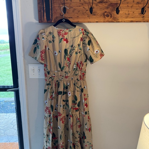 Anthropologie Somerset Dress 🌸 Size M • Floral Maxi Cotton 🌿 Tan Red Print - Picture 13 of 16
